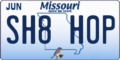 MO license plate SH8H0P