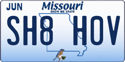 MO license plate SH8H0V