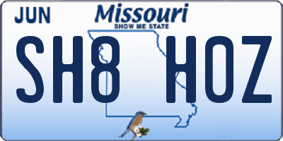 MO license plate SH8H0Z