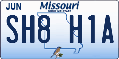MO license plate SH8H1A