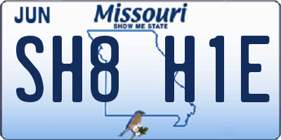 MO license plate SH8H1E