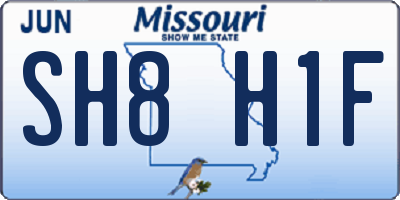 MO license plate SH8H1F