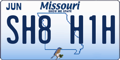 MO license plate SH8H1H