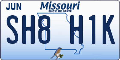 MO license plate SH8H1K