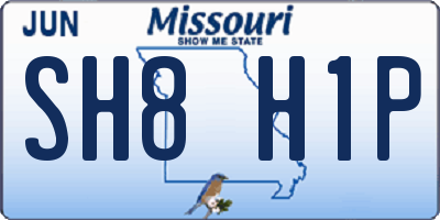 MO license plate SH8H1P