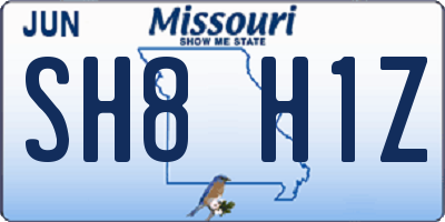 MO license plate SH8H1Z