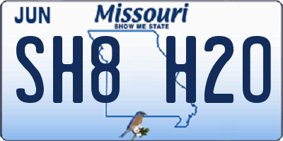 MO license plate SH8H2O