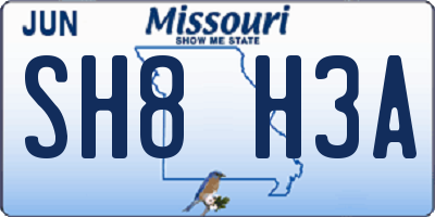 MO license plate SH8H3A
