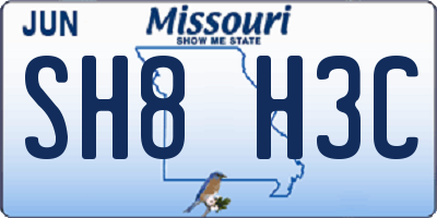 MO license plate SH8H3C