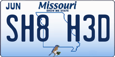 MO license plate SH8H3D
