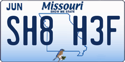 MO license plate SH8H3F