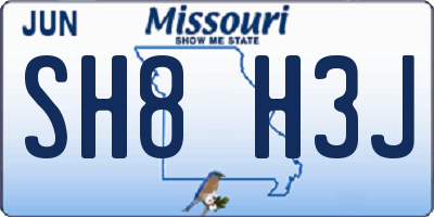 MO license plate SH8H3J