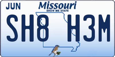 MO license plate SH8H3M