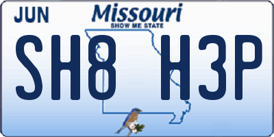 MO license plate SH8H3P