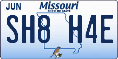 MO license plate SH8H4E