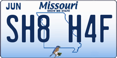 MO license plate SH8H4F