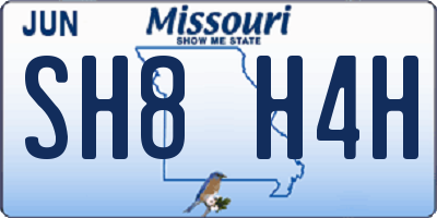 MO license plate SH8H4H