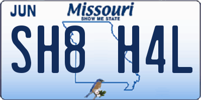 MO license plate SH8H4L