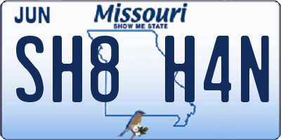 MO license plate SH8H4N