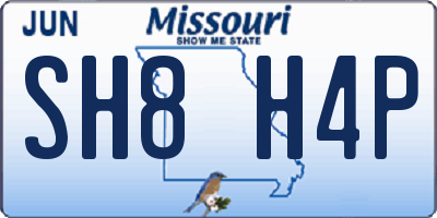 MO license plate SH8H4P