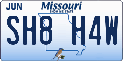 MO license plate SH8H4W