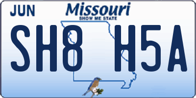MO license plate SH8H5A