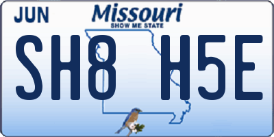 MO license plate SH8H5E