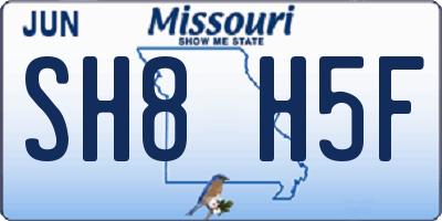 MO license plate SH8H5F