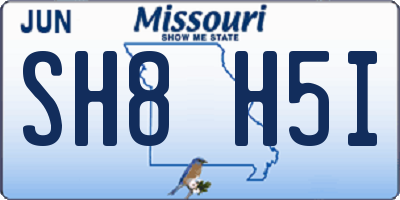 MO license plate SH8H5I
