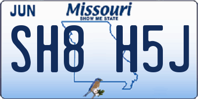 MO license plate SH8H5J