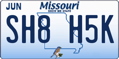 MO license plate SH8H5K