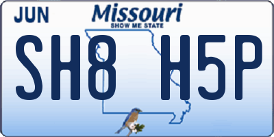MO license plate SH8H5P