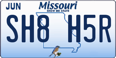MO license plate SH8H5R
