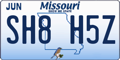 MO license plate SH8H5Z