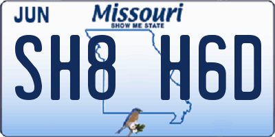 MO license plate SH8H6D