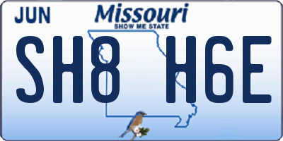 MO license plate SH8H6E