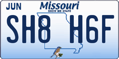 MO license plate SH8H6F