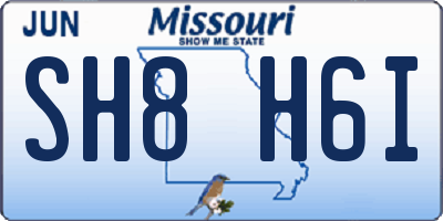 MO license plate SH8H6I