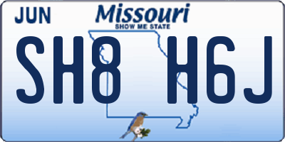 MO license plate SH8H6J