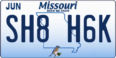 MO license plate SH8H6K
