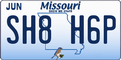 MO license plate SH8H6P