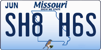 MO license plate SH8H6S