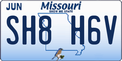 MO license plate SH8H6V