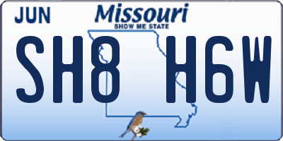 MO license plate SH8H6W
