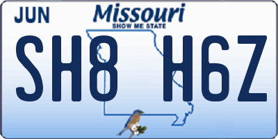 MO license plate SH8H6Z