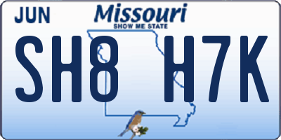 MO license plate SH8H7K