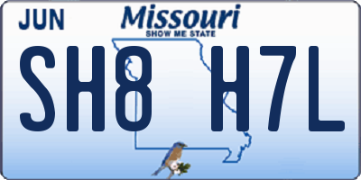 MO license plate SH8H7L
