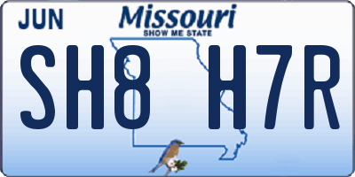 MO license plate SH8H7R