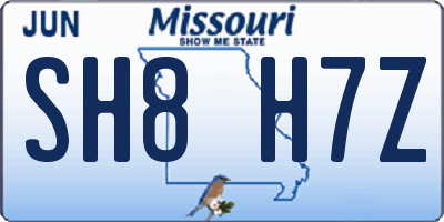 MO license plate SH8H7Z
