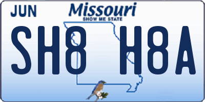 MO license plate SH8H8A